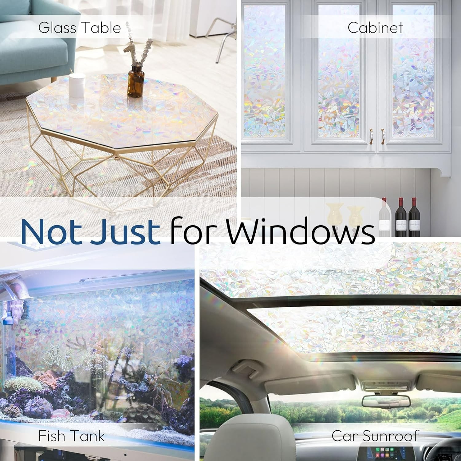 No-Glue Decorative Window Film – 17.5 x 78.7in Rainbow Pattern Static Cling Tint
