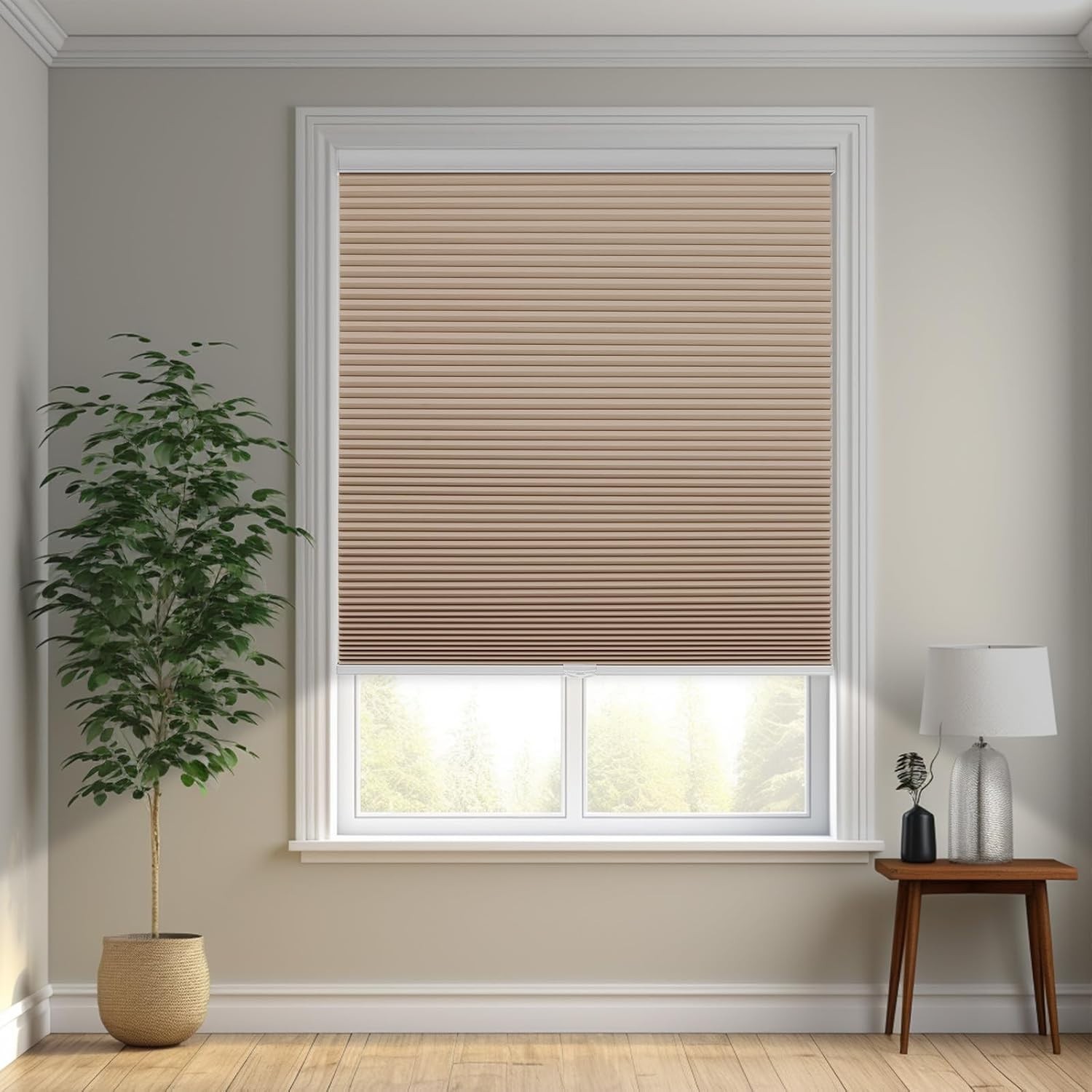 Cordless Cellular Shades, Blackout Honeycomb Shades for Windows, Pull Down Pl…