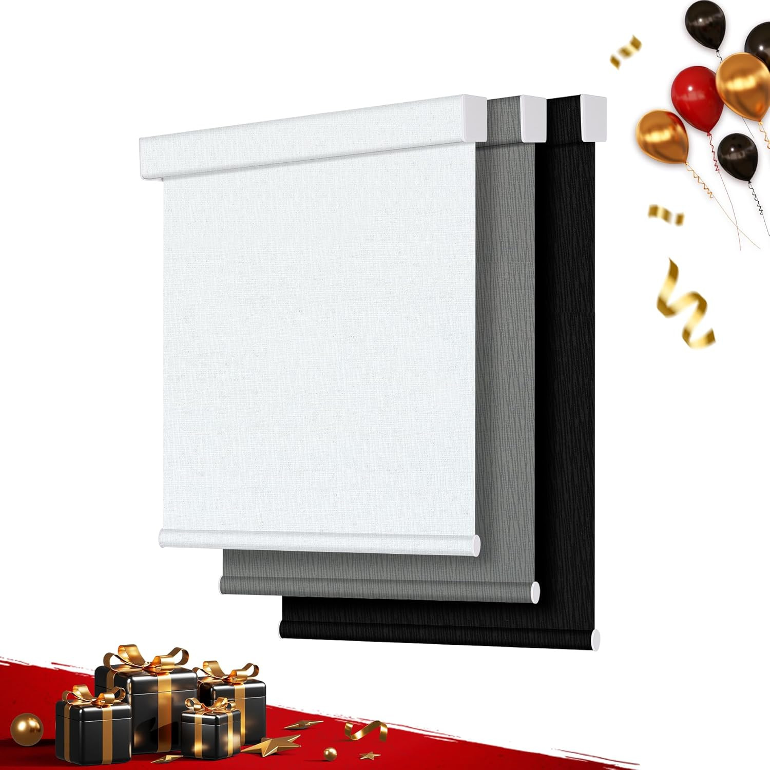 Cordless Blackout Roller Shades, Thermal Insulated Blinds, 23″ W X 72″ H, White