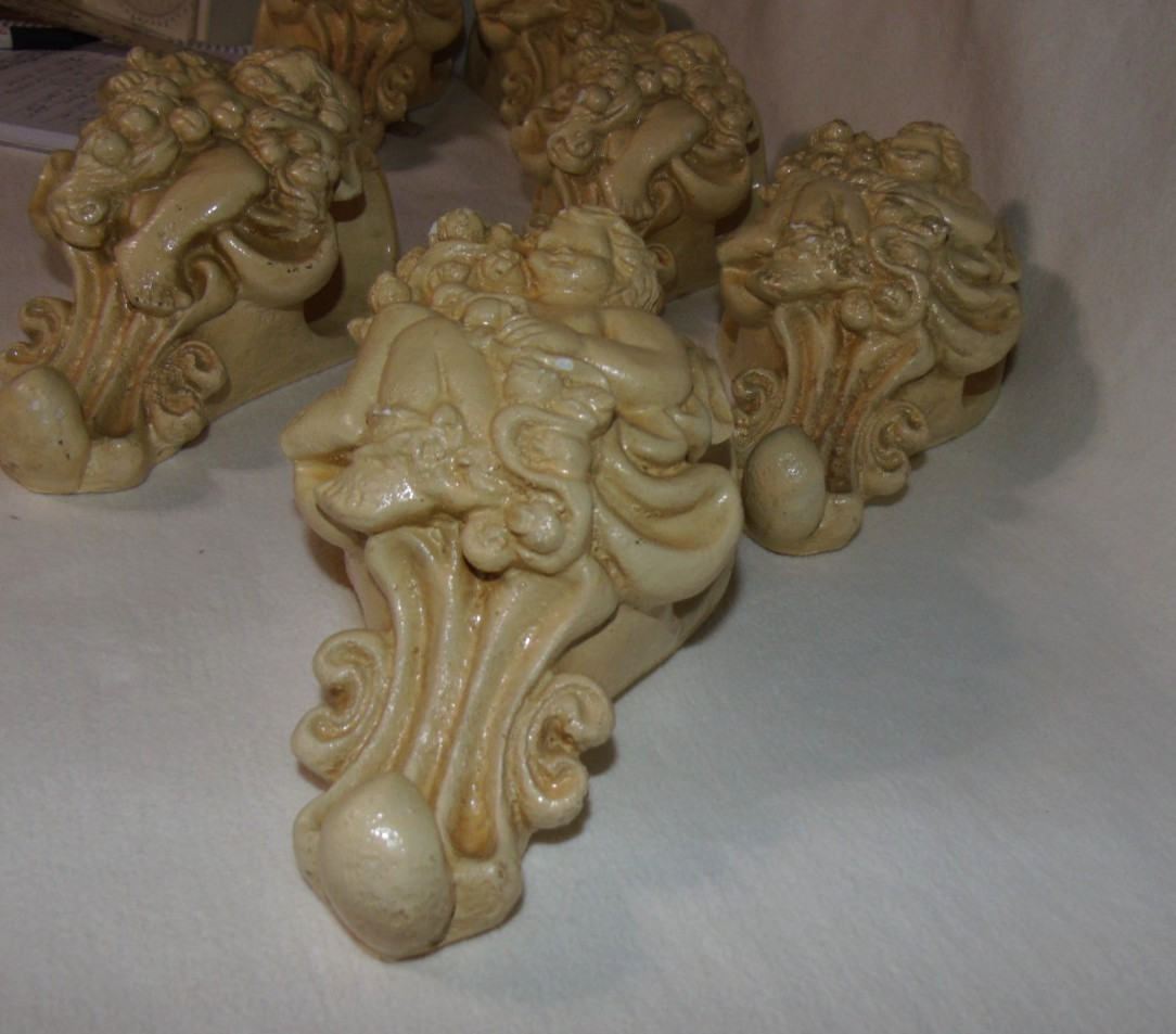 2 Shabby Chic Cherub Curtain Rod Holders/Supports Mexico Vintage