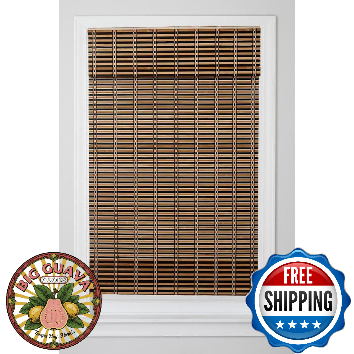 TJ Global Cordless Bamboo Window Blind Sun Shade Light Filtering Roman Shade