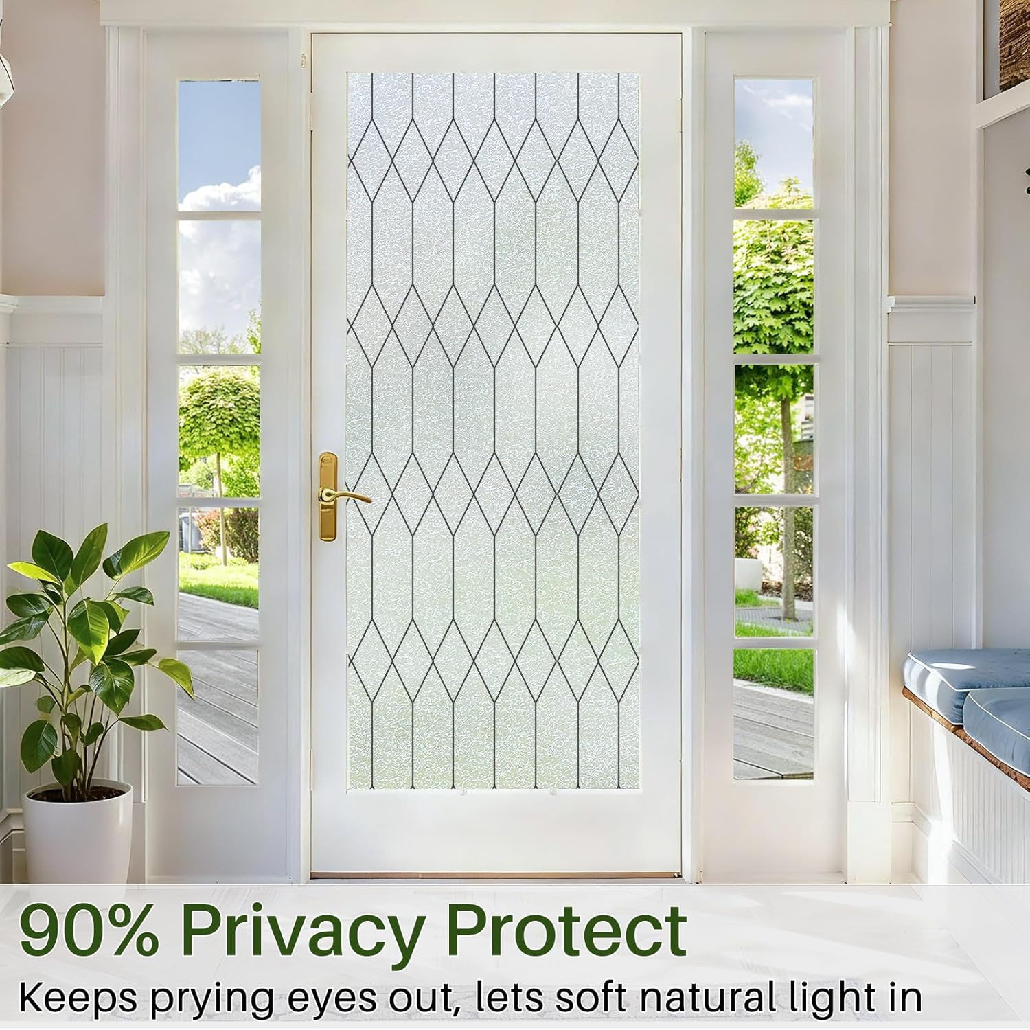 Window Privacy Film Stained Glass Static Clings,(17.5 x 78.8in,Pure)