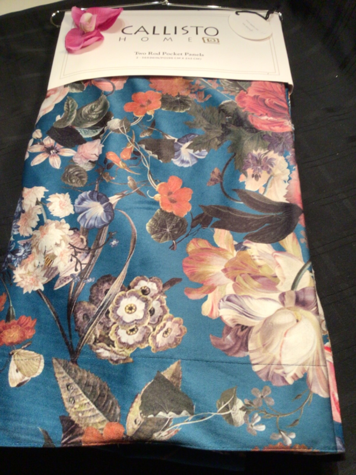CALLISTO HOME Window Curtain panels 38 x 96 Multicolor Floral 2 Pc Set NEW