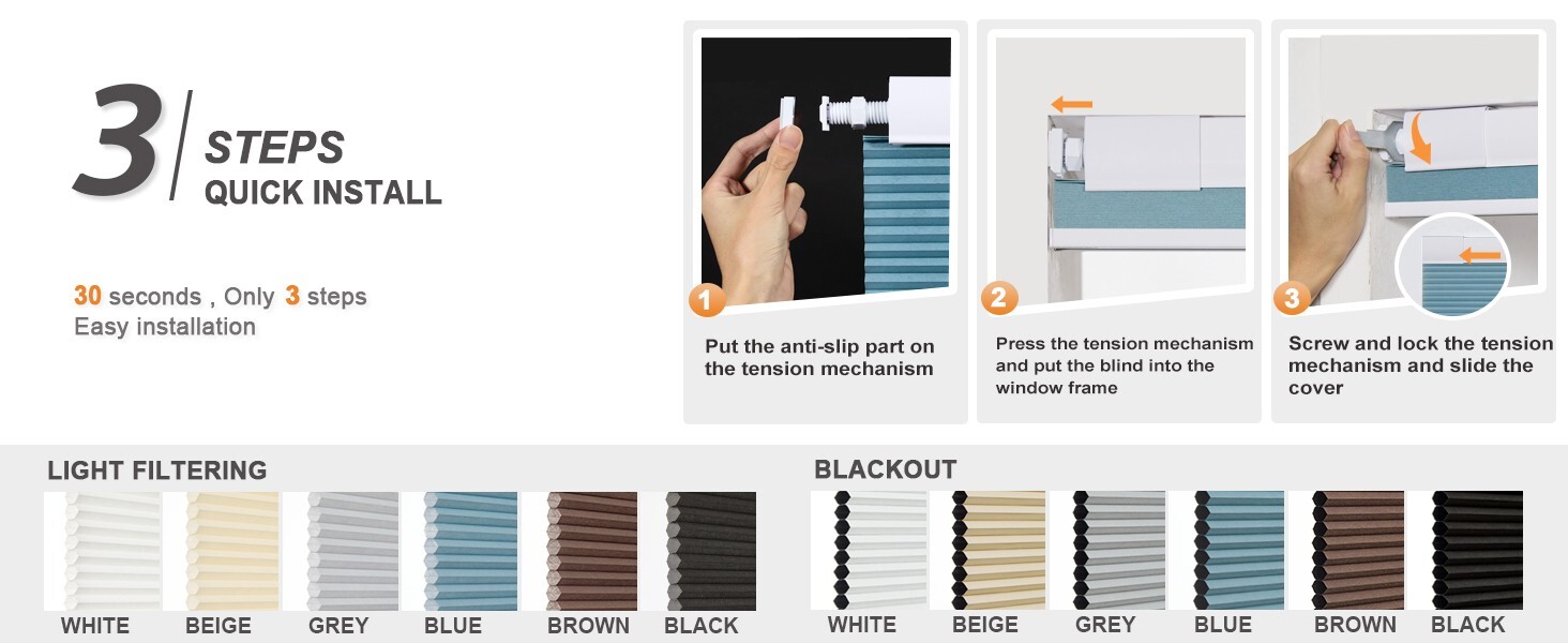 No Tool Top Down Light Filtering Blue Cellular Shades Cordless Honeycomb Blinds