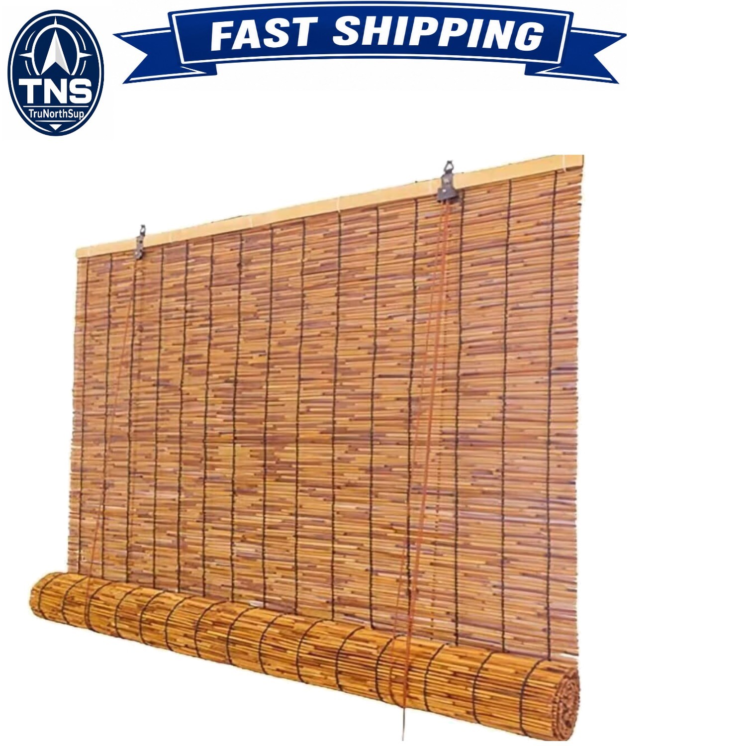 Outdoor Bamboo Roller Shades 23×48 Reed Window Blinds Light Filtering Semi-Sheer