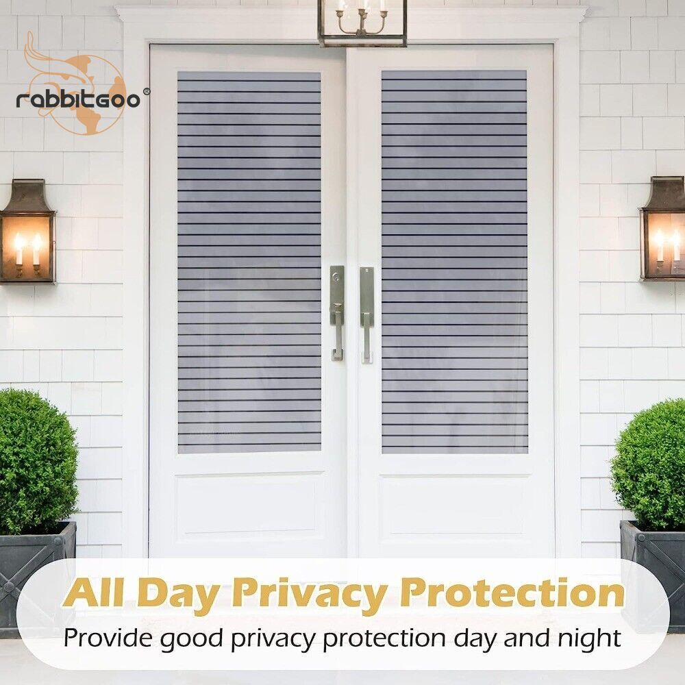 Rabbitgoo Frosted Window Film Privacy Stripe Blinds Static Cling Decorative Home