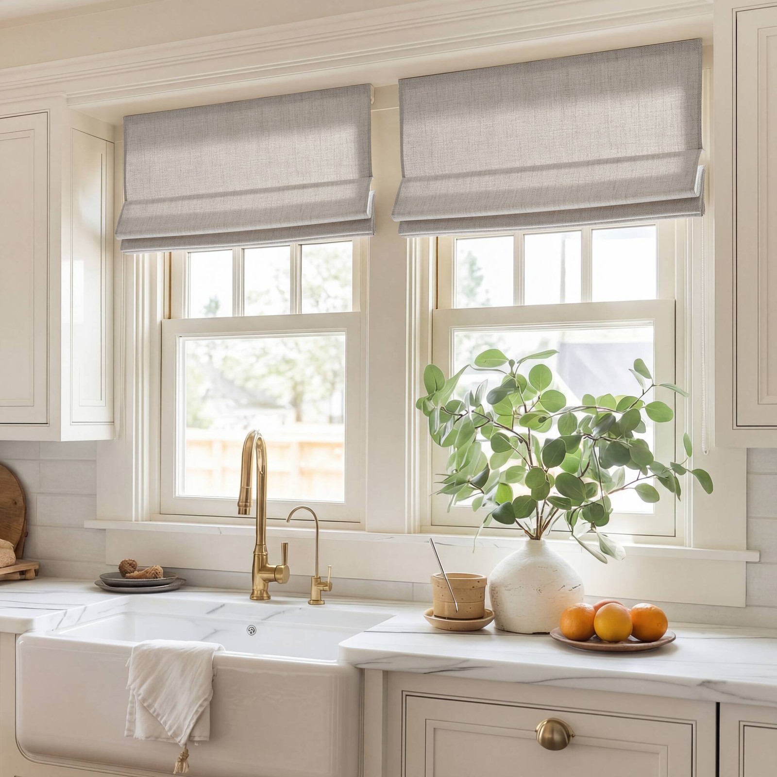 1 Piece 34×64″ Room Darkening Cordless Roman Shade,Grey