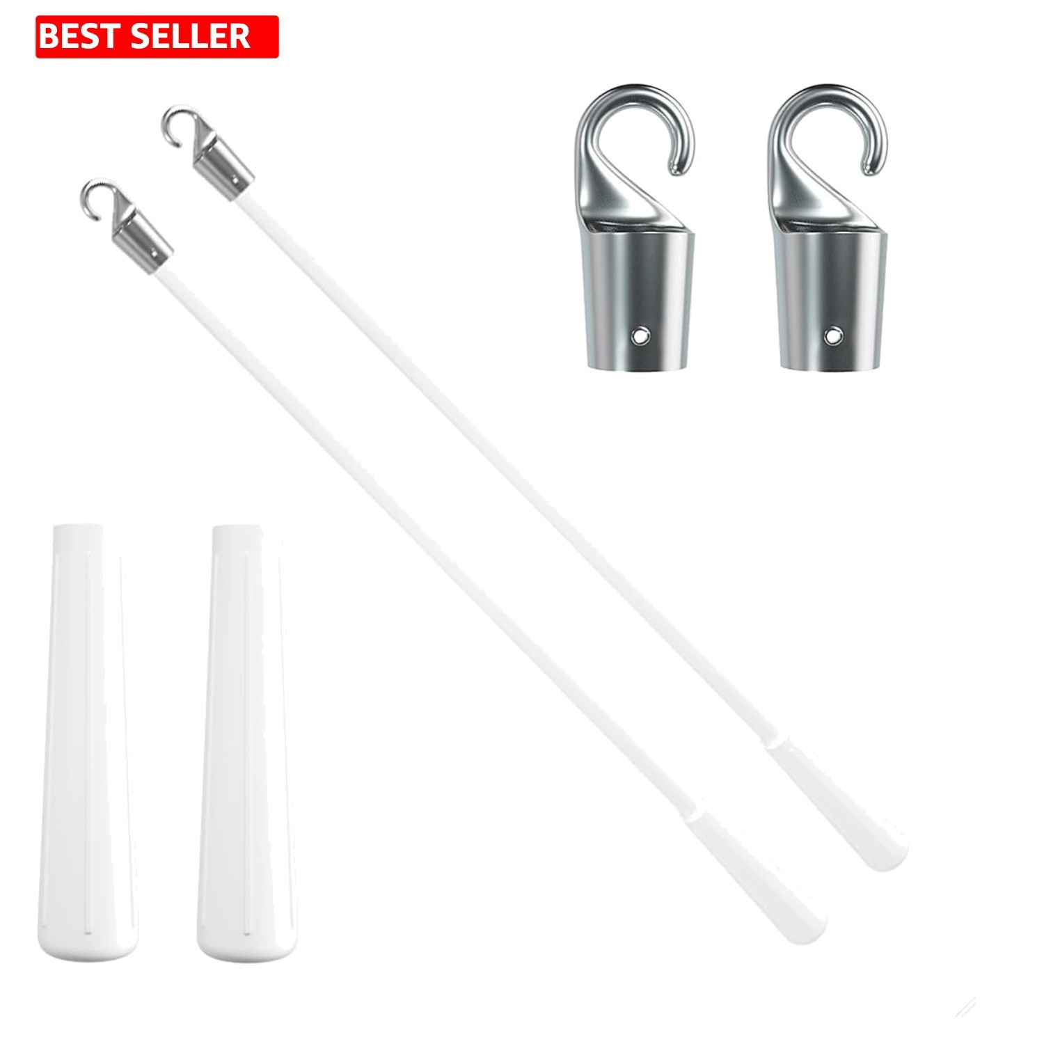 Durable 2 Pack 12-Inch White Blind Wands for Vertical Blinds – Tool-Free Setup