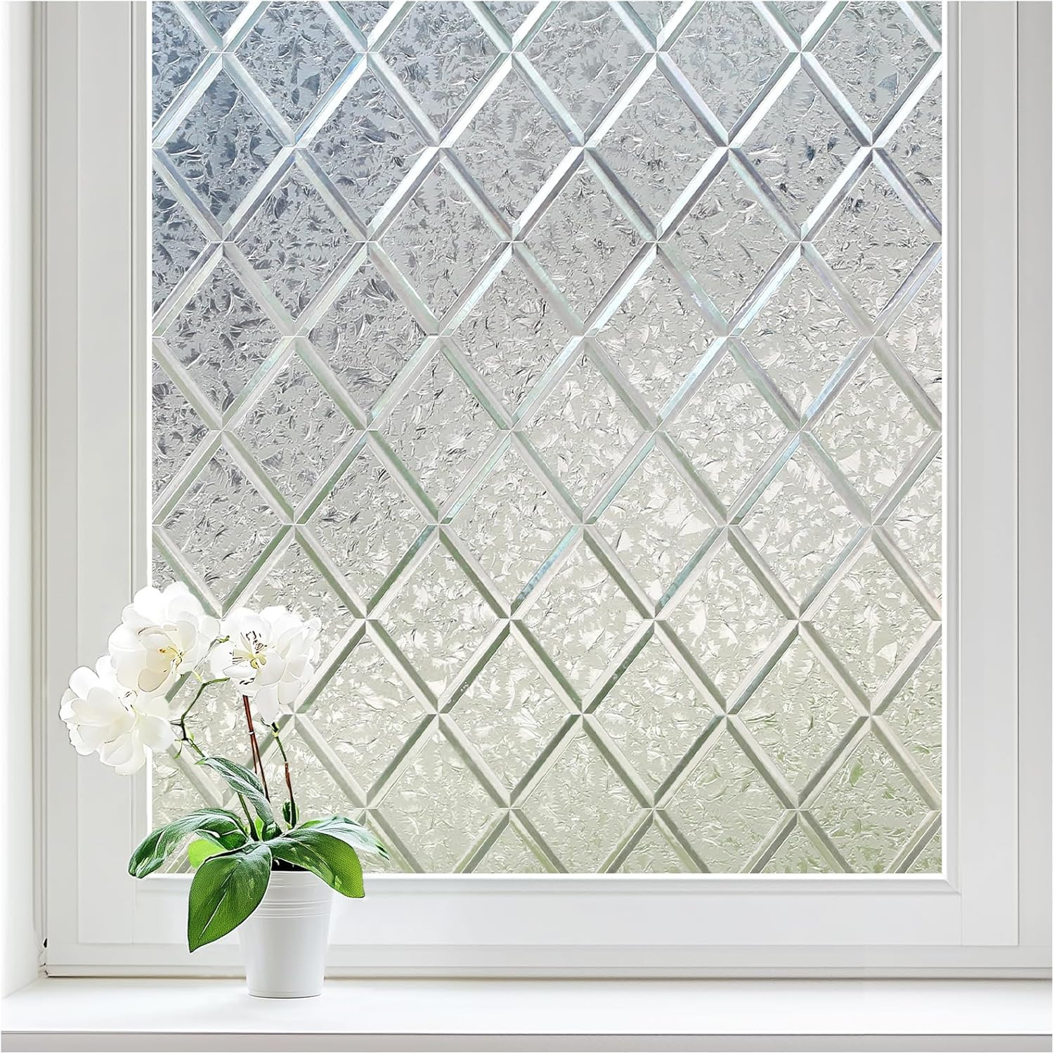 Window Privacy Film Decorative Frosted Glass Window Film, Sun Blocking Stained G