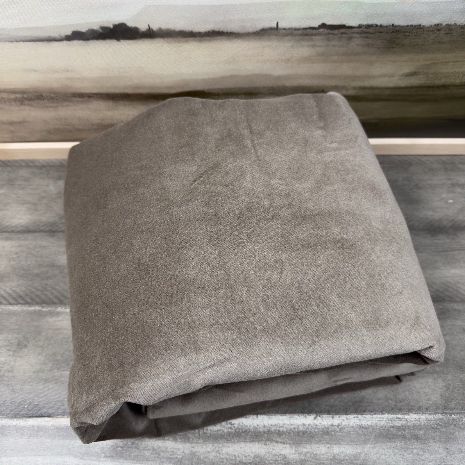 West Elm (1) Cotton Velvet Blackout Curtain Drape 48”x108” Mocha Wrinkled Read