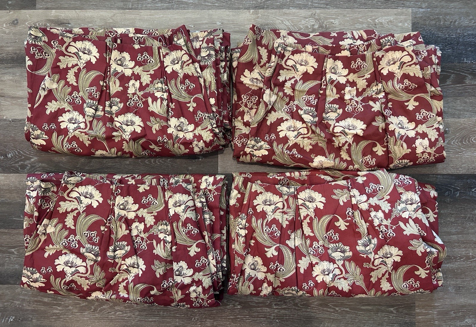 Set 4 Custom Interlined Flannel Extra Long Drapes Panels 118” Curtains Vintage