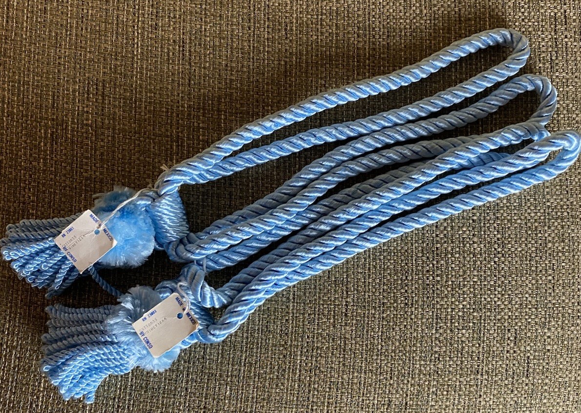 Pre-Owned w/Tags Light Blue Drapery/Curtain Tiebacks Tassels Mexico Set Of 2