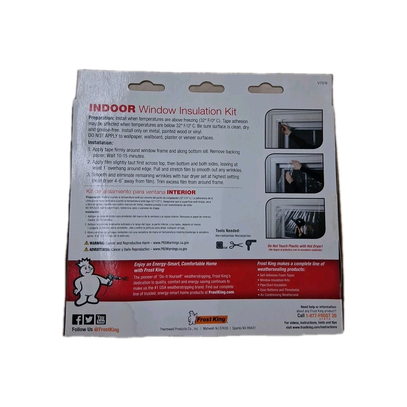 Frost King Window Winterizing Insulation Shrink Kit 42in x 62in 9 Pack
