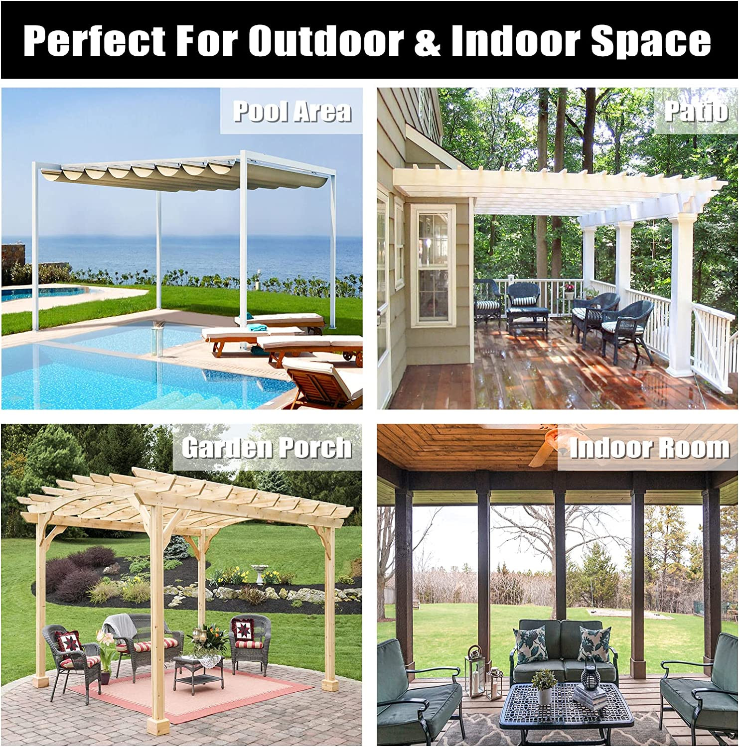 Outdoor Curtains Waterproof Windproof Weatherproof Curtain for Patio, Cabana, Po