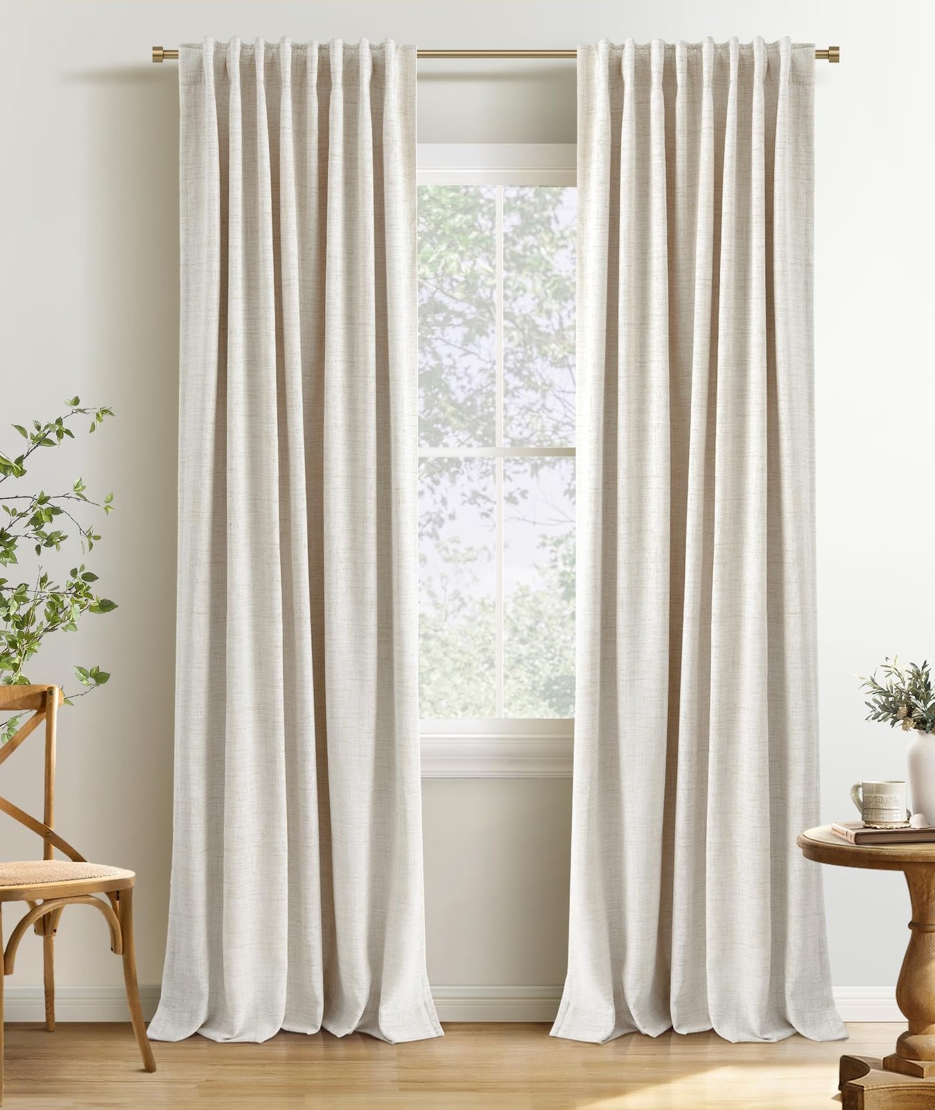 100% Blackout Curtains 96 Inches Length 2 Panels Set, Back Tab/Rod Pocket Lin…