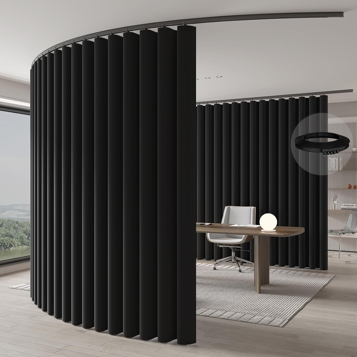 Room Divider Curtain Ceiling Curtain Track Set for Blackout and Privacy