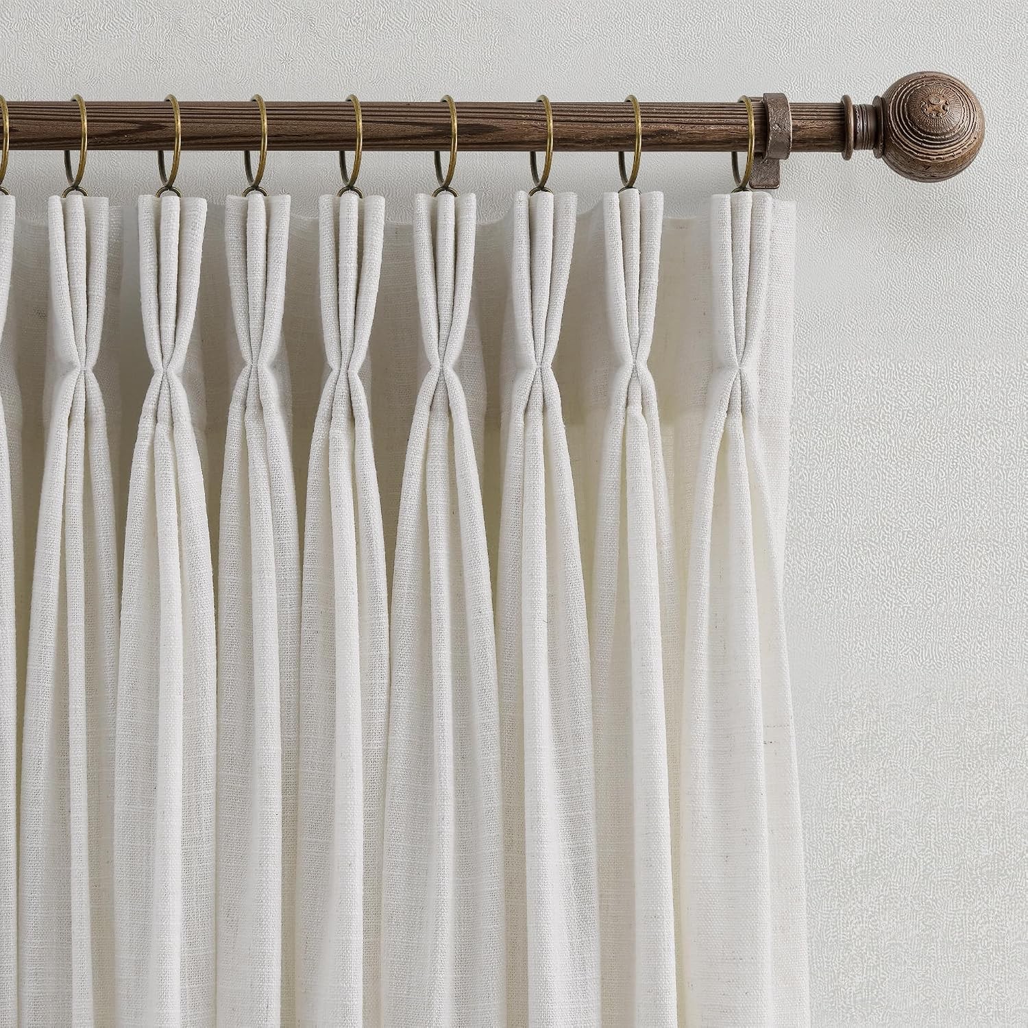 Triple Pinch Pleated Curtains for Living Room 90 Inch Linen Curtains 2 Panels Se