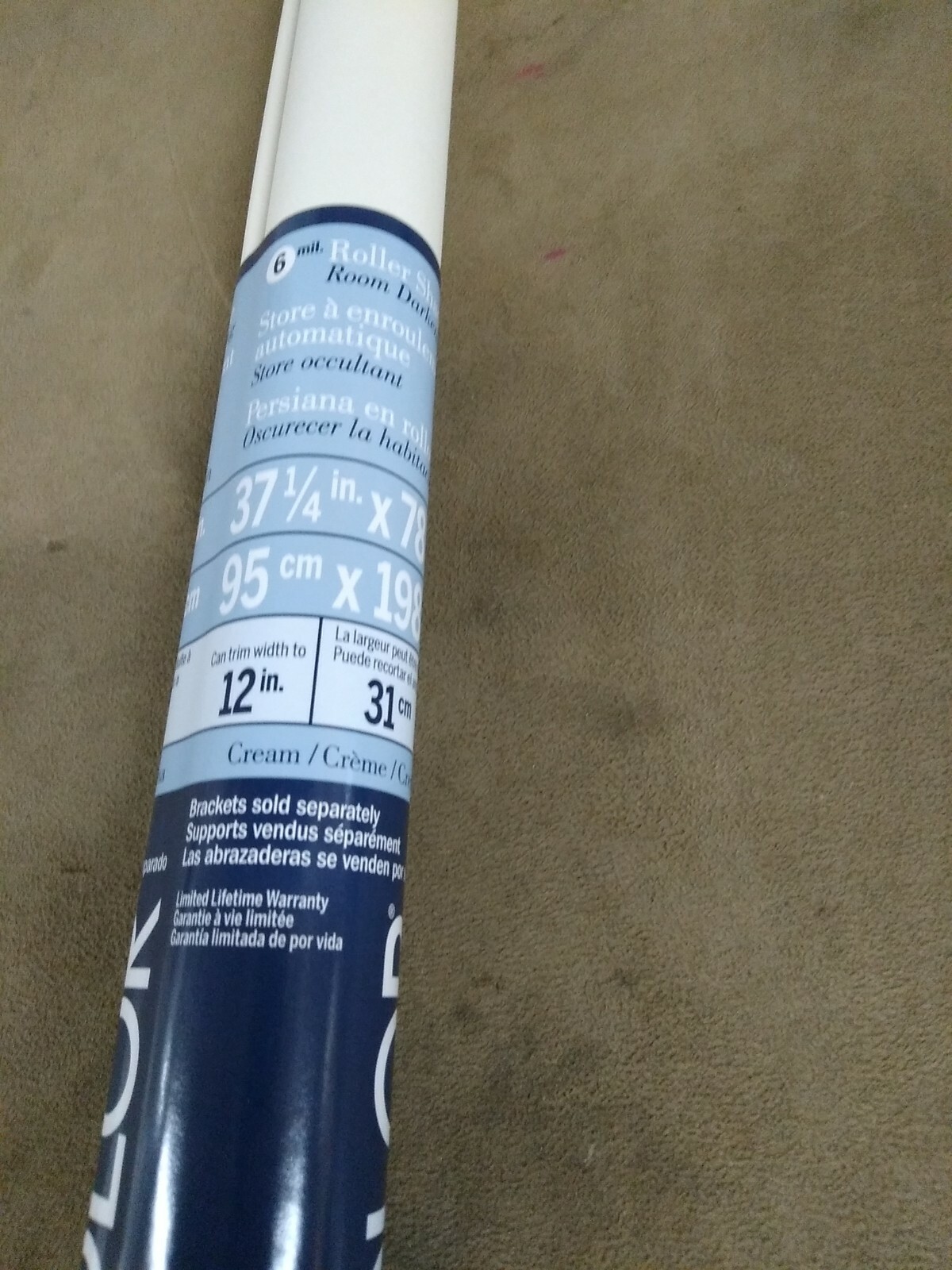 Levolor Blackout Room Darkening Cordless Roller Shade 33.5 X 78 in.