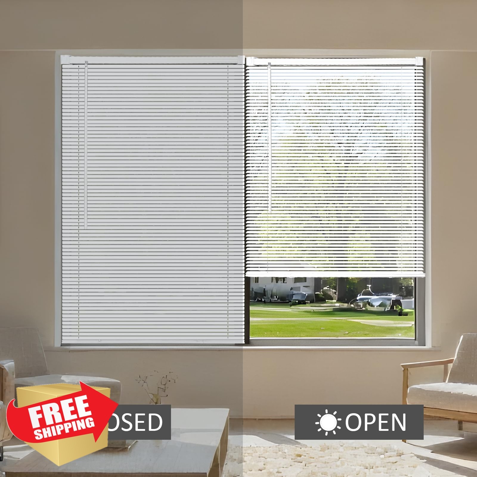 BlindlyHome 30″W x 72″H White Blinds