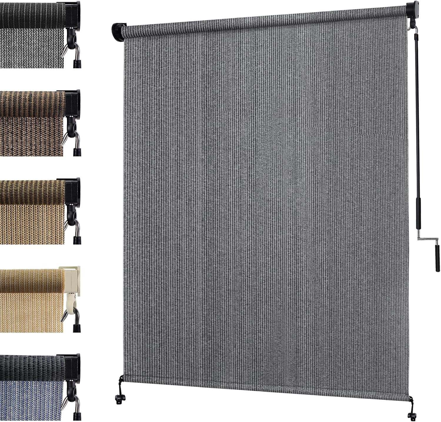 8′(W) X8′(H) Light Grey Outdoor Roller Shade – Cordless Exterior Roll up Sun Sha