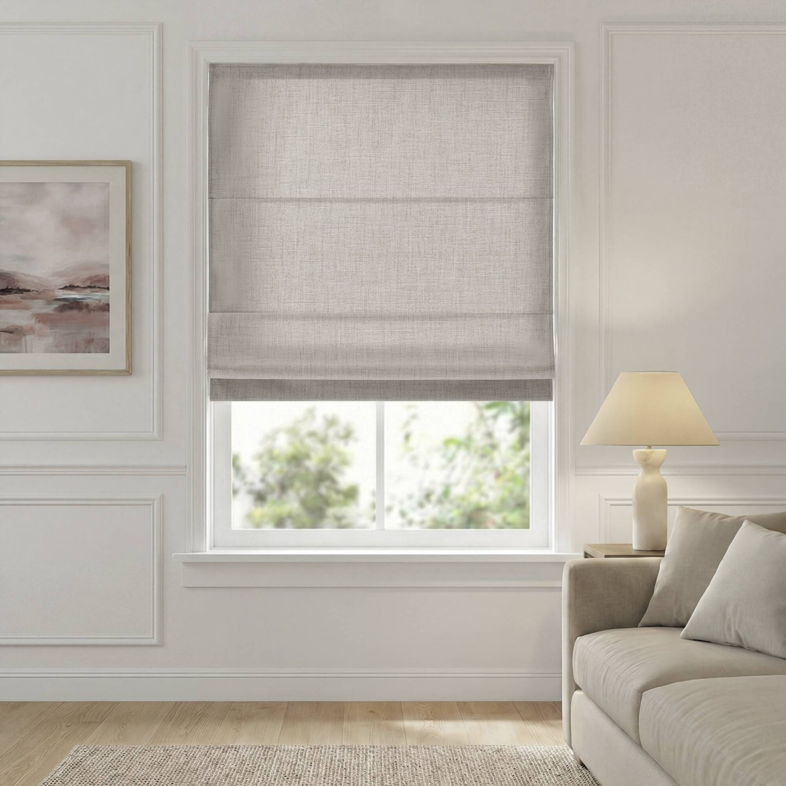 1 Piece 34×64″ Room Darkening Cordless Roman Shade,Grey