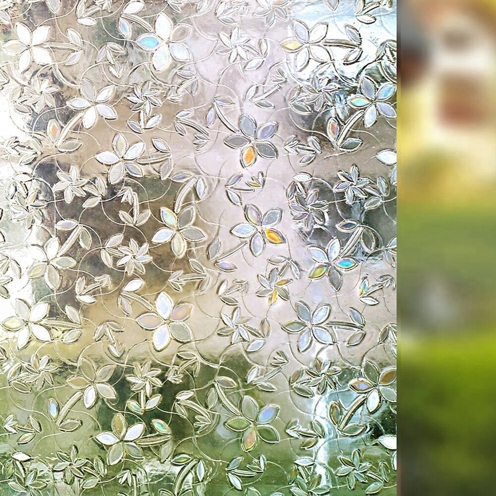 Gypsophila No Glue Static Decorative Privacy Window Films for Glass 17.7″x78.7″