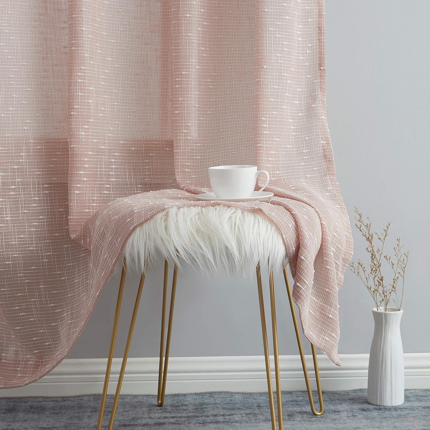 Sheer Light Filtering Transparent Back Tab Pocket Lightweight Window Curtains