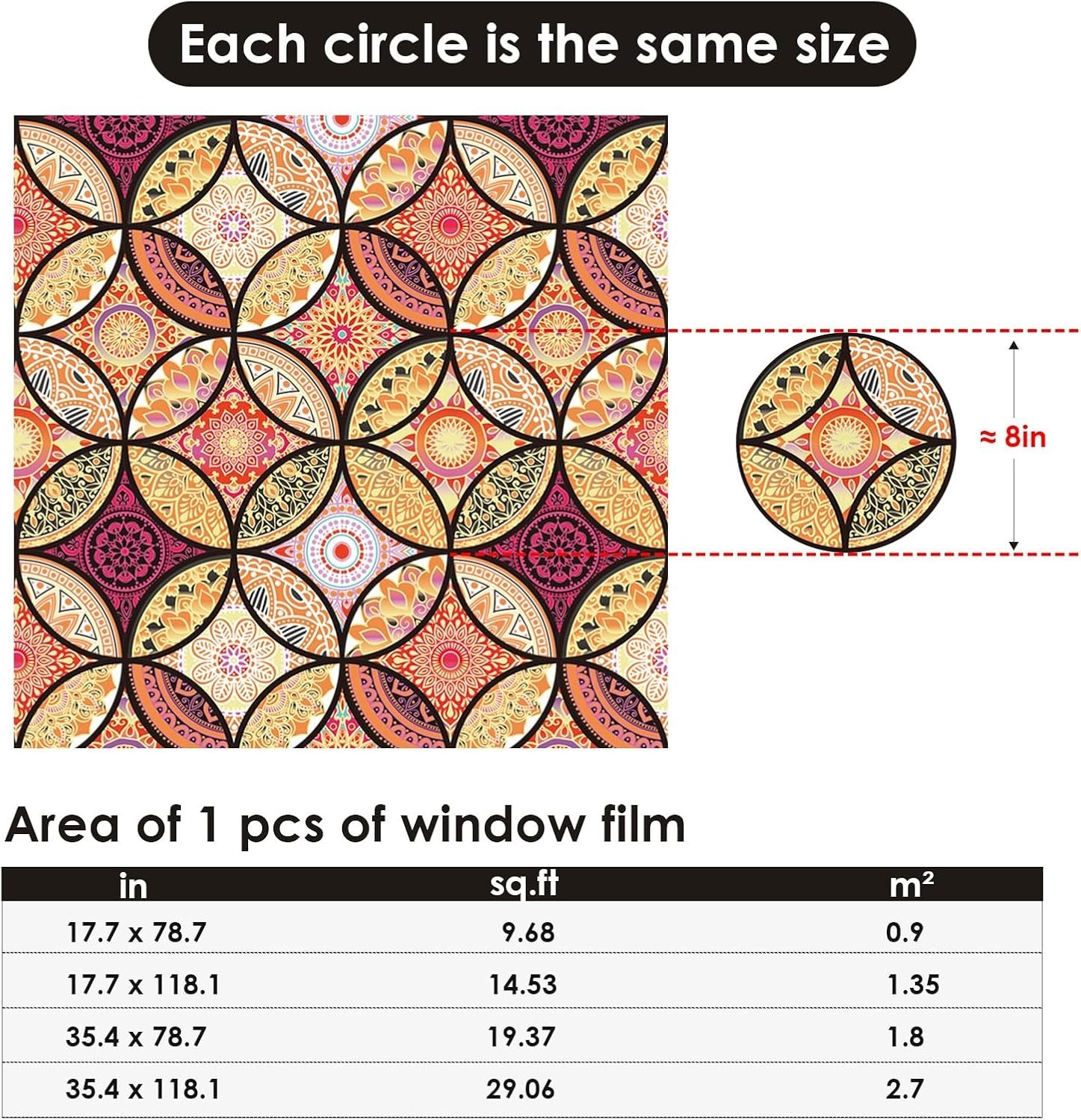 Window Privacy Film Static Clings Stained Glass Sticker with Installation Tools