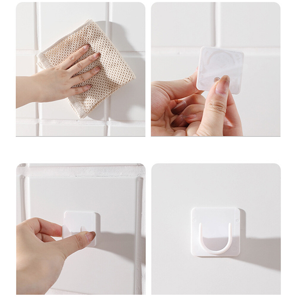 2Pcs White ABS Closet Pole Holder Bracket Self Adhesive Pole Socket Rod Hardware