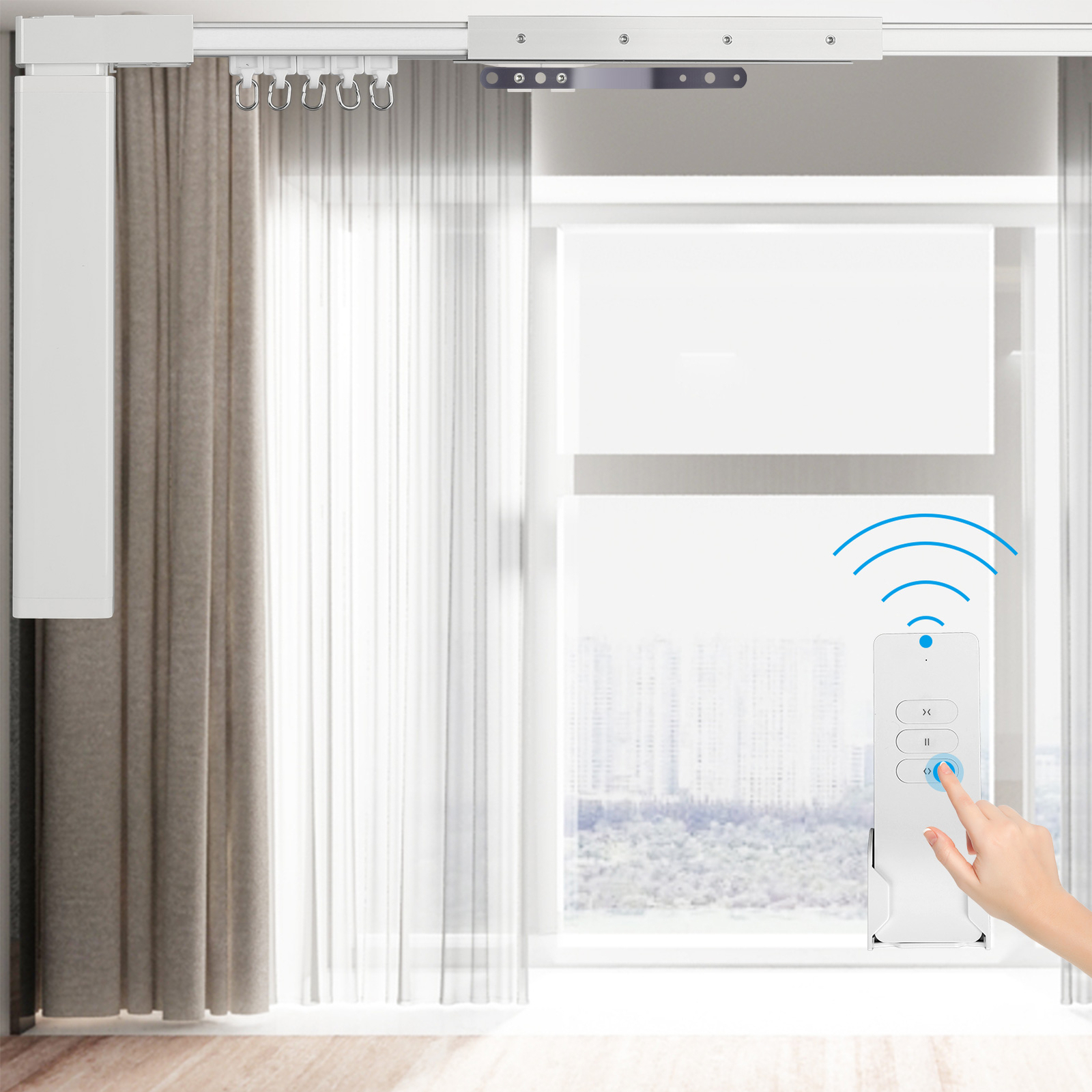 87″-244″ Motorized Curtain Track Motor Remote Control Automatic Curtain Motor