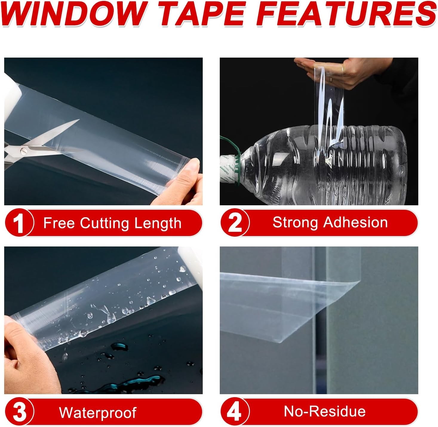 35 Yard Clear Insulating Window Door Tape Cold Resistant & Residue-Free for Home