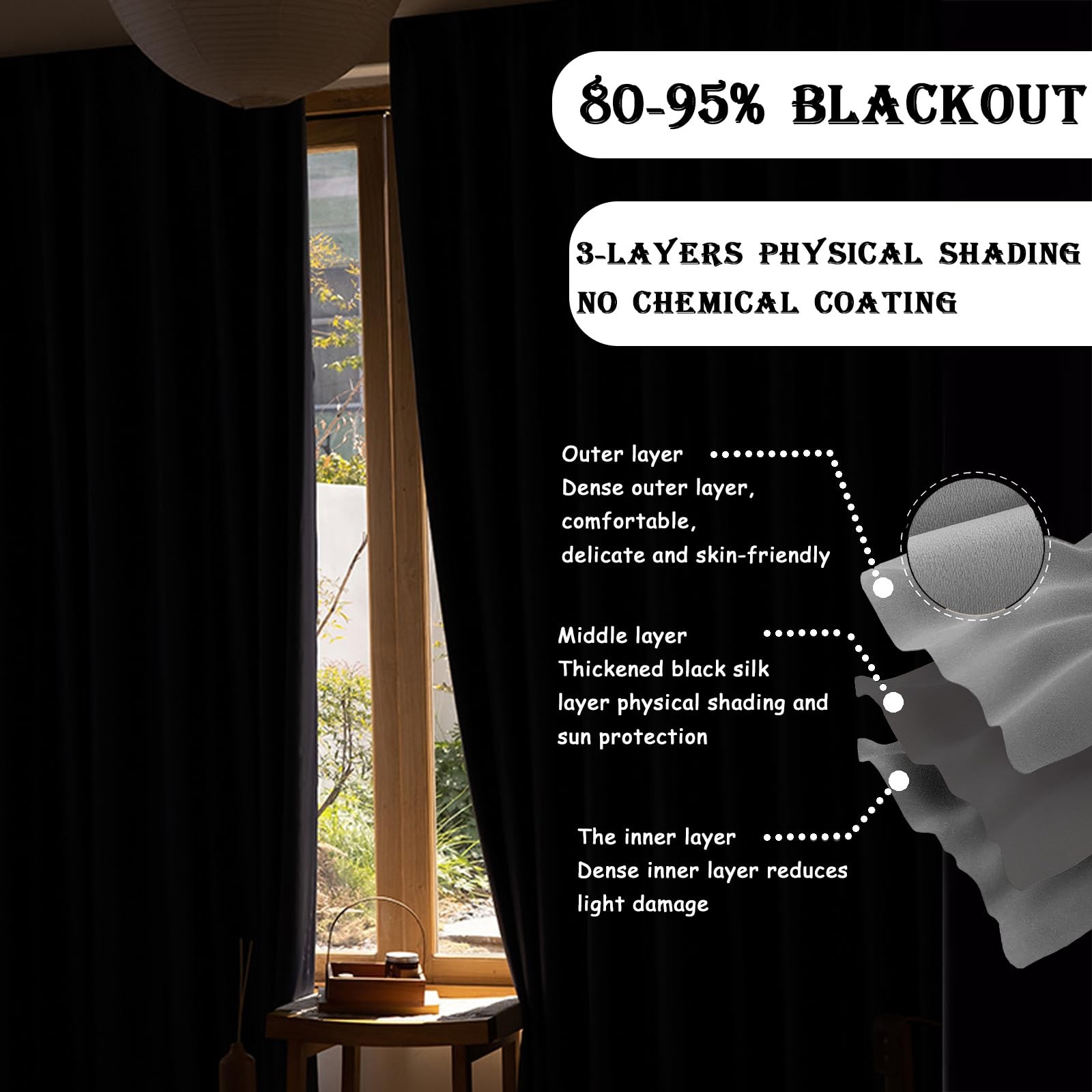 Room Divider Curtains with Ceiling Track, 95 Blackout Heavy Curtains Noise Re…