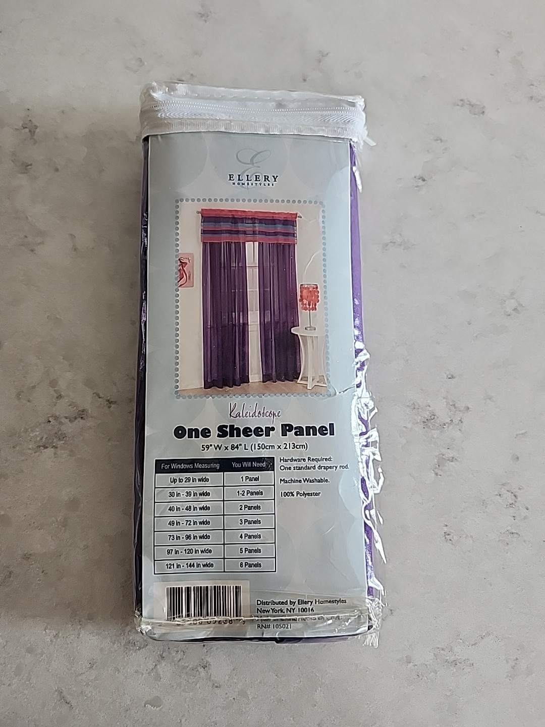 Ellery Kaleidoscope Homestyles 59 x 84 Purple Sheer Panel Curtain Kids Child New