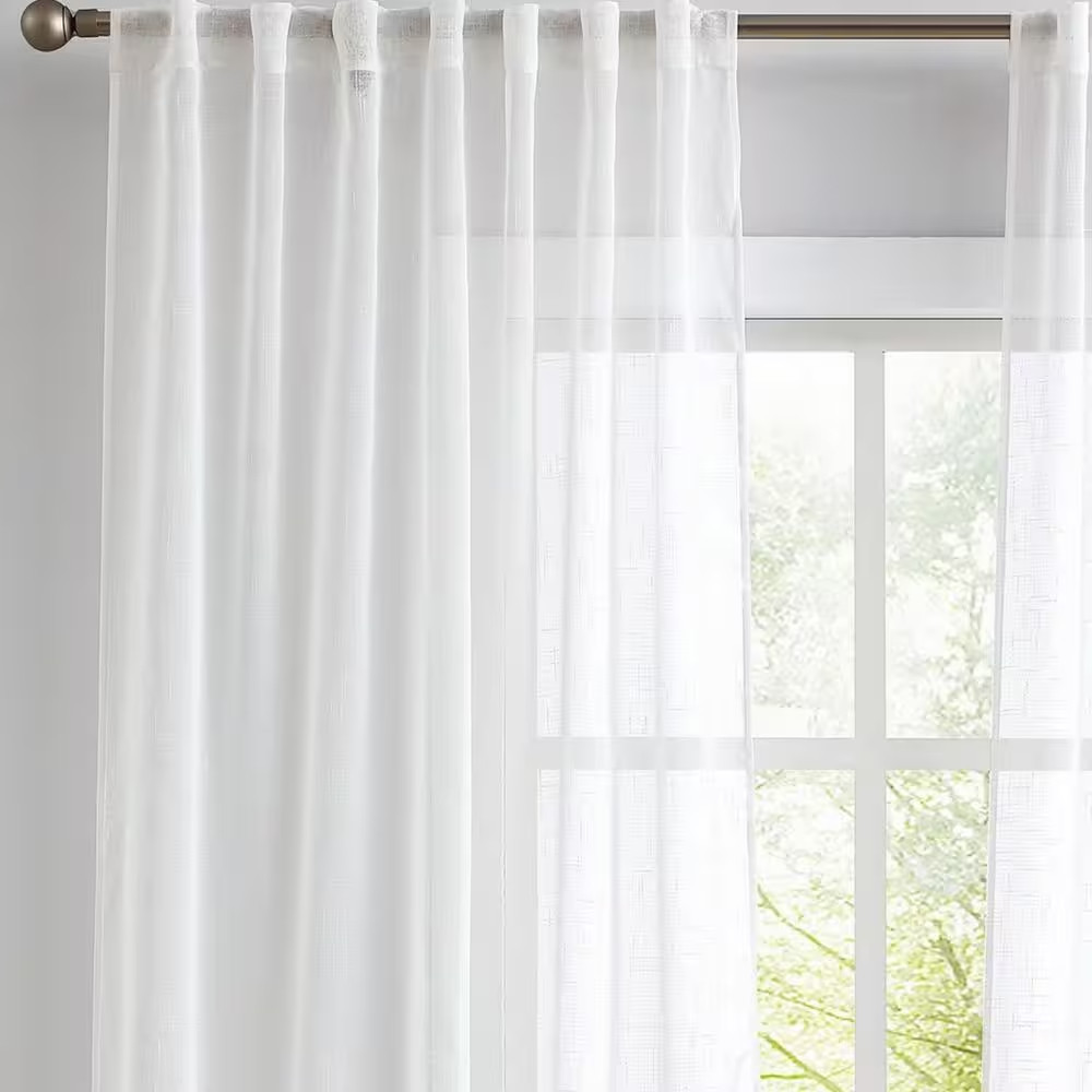 50 In. W X 96 In. L Polyester Sheer Window Panel in White