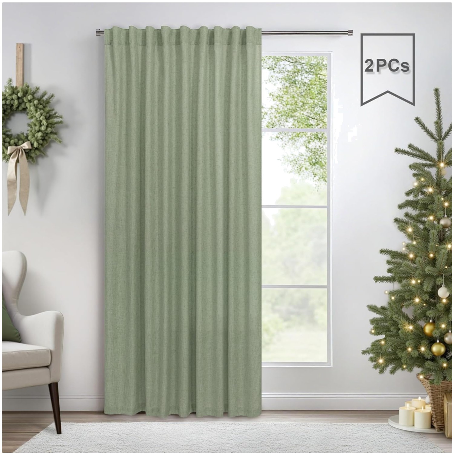 Large Back Tab Pocket Drapes for Living Room – 2 Panels