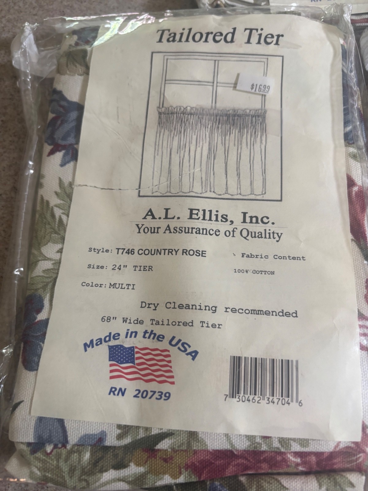 3 pice set Vintage A.L. Ellis Inc Tailored 2-24” Tiers and 1-70” valance