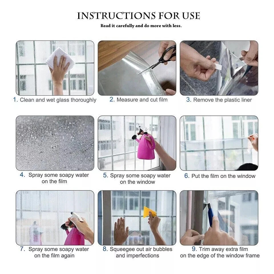 MODIGT One Way Window Film Daytime Privacy Anti UV Heat Control Glass Film
