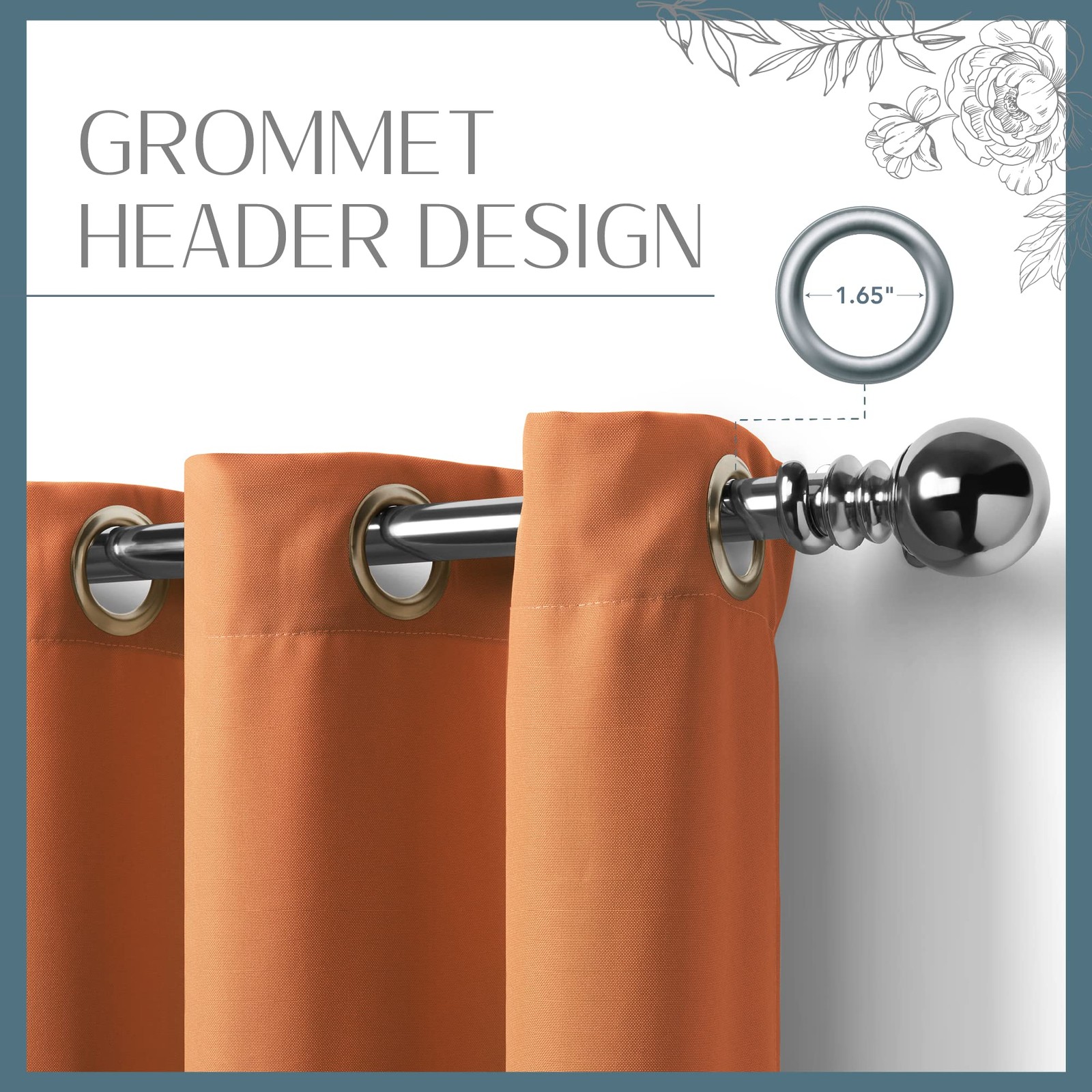 Home Fashions Connor Weatherproof Grommet Top Indoor/Outdoor Solid Color Curt…