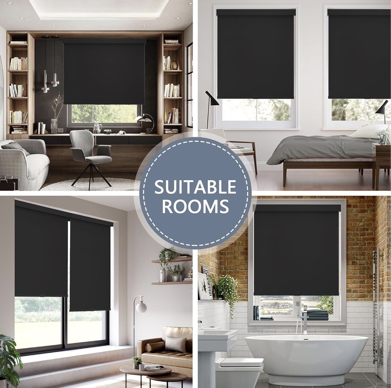 AOSKY Blackout Roller Shades Cordless Blinds For Windows Shades 30″ W x 72″ H