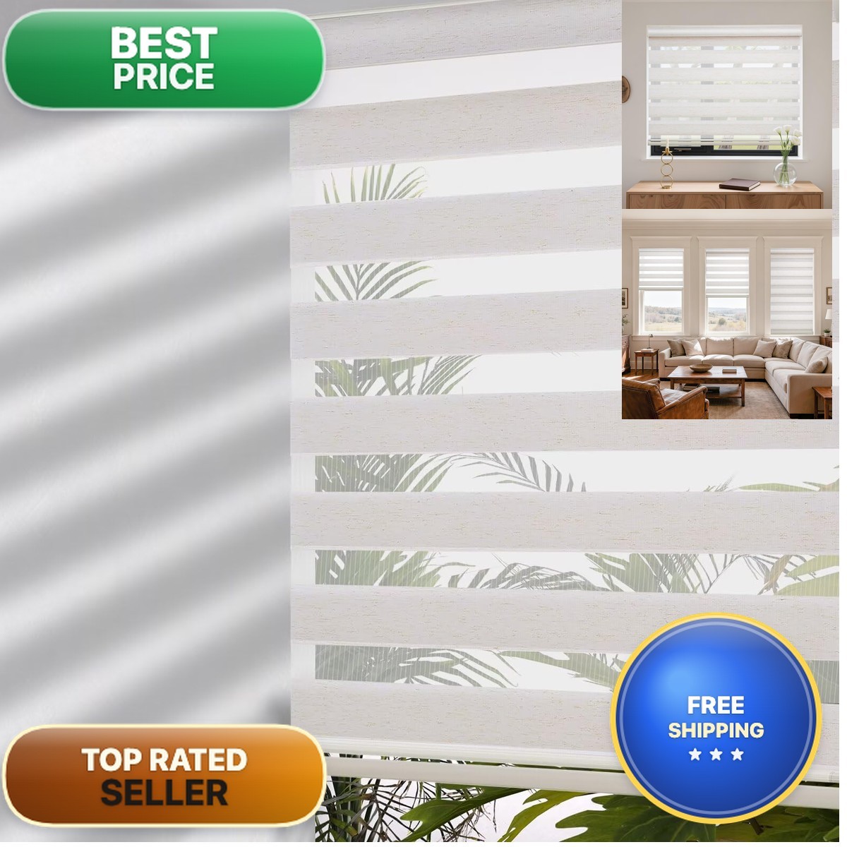 Myshade Cordless Zebra Blinds Free-Stop Function – Dual Layer Light Filtering