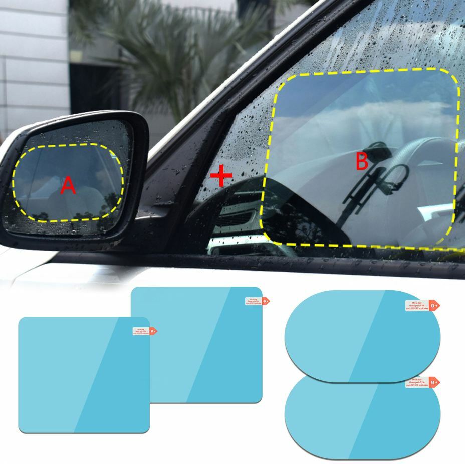 4x Waterproof For Car Rearview Mirror Rainproof Anti-Fog Rain-Proof Film Sticker