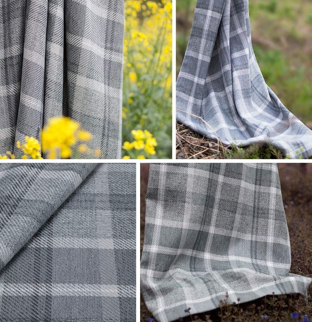 Modern Grey Plaid Tartan Curtains 54×95″ – Classic Window Drapes, 2 Panels