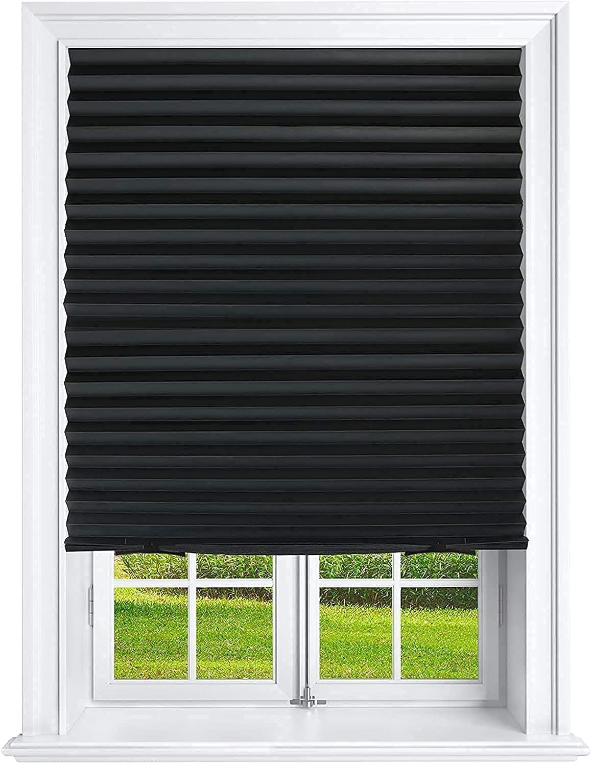 Pleated Window Paper Shades Room Darkening Blinds Black 36 X 69 pack Of 6 Tem