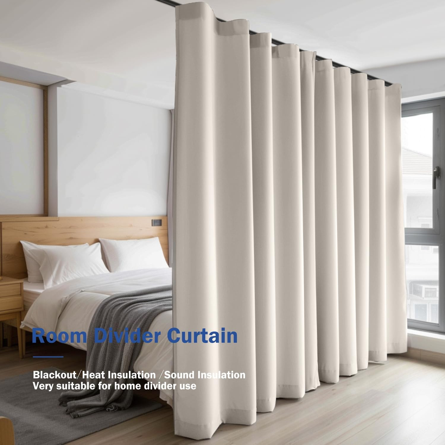 Room Divider Blackout Curtain Track Curtains Wall Dividers Panels Screen for Liv