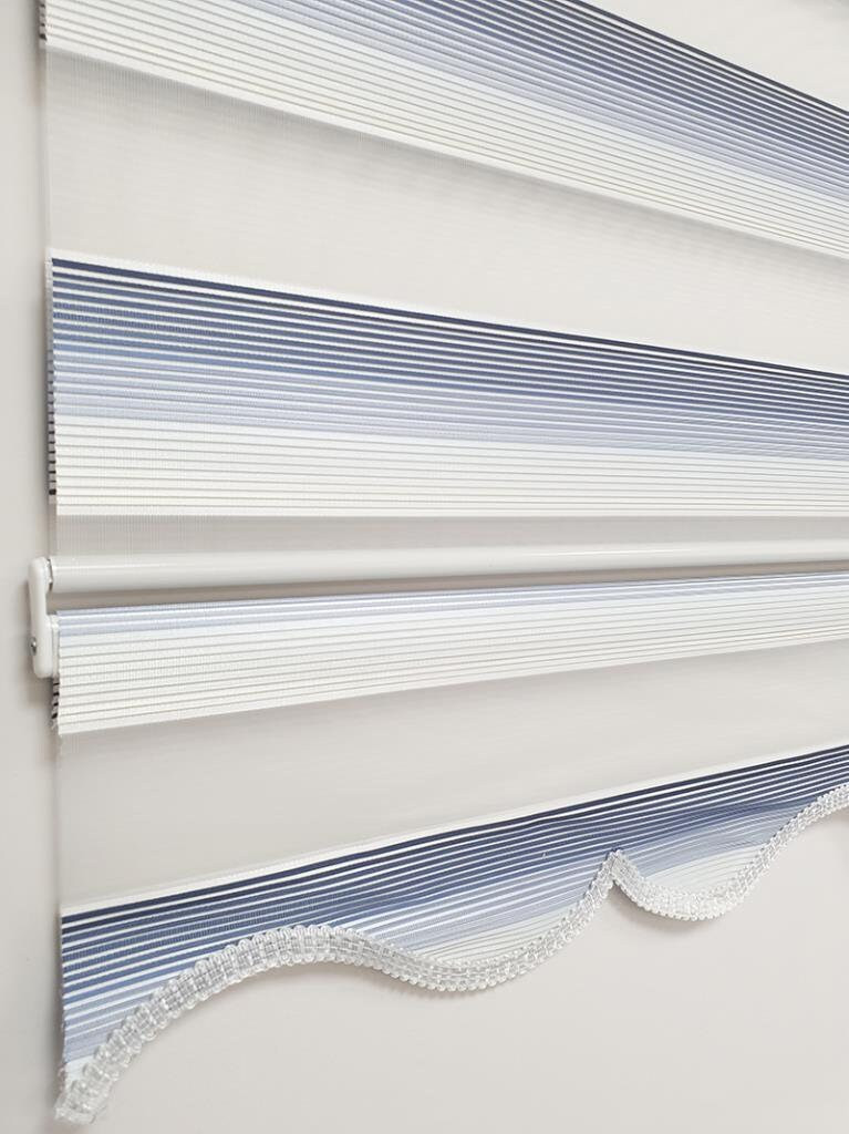 Micro Plated Glitter Fabric Navy Zebra Roller Blinds Curtain For All Rooms,
