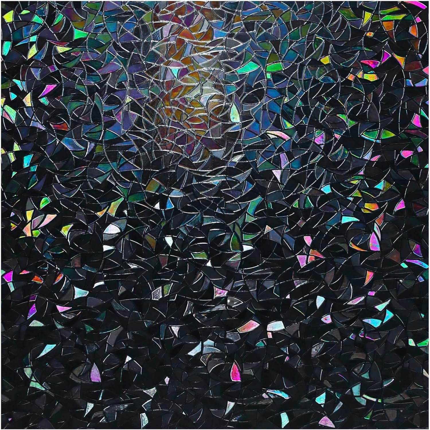 Decorative Black Stained Glass Film – Room Darkening Privacy, 17.5 x 78.7 inches