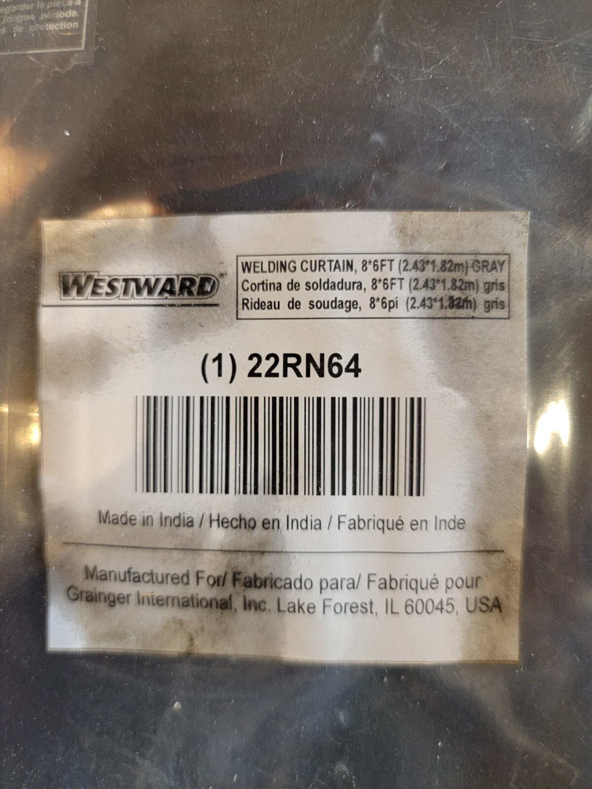 GRAINGER APPROVED 22RN64 Welding Curtain, 6 ft H, 8 ft W, Black 22RN64