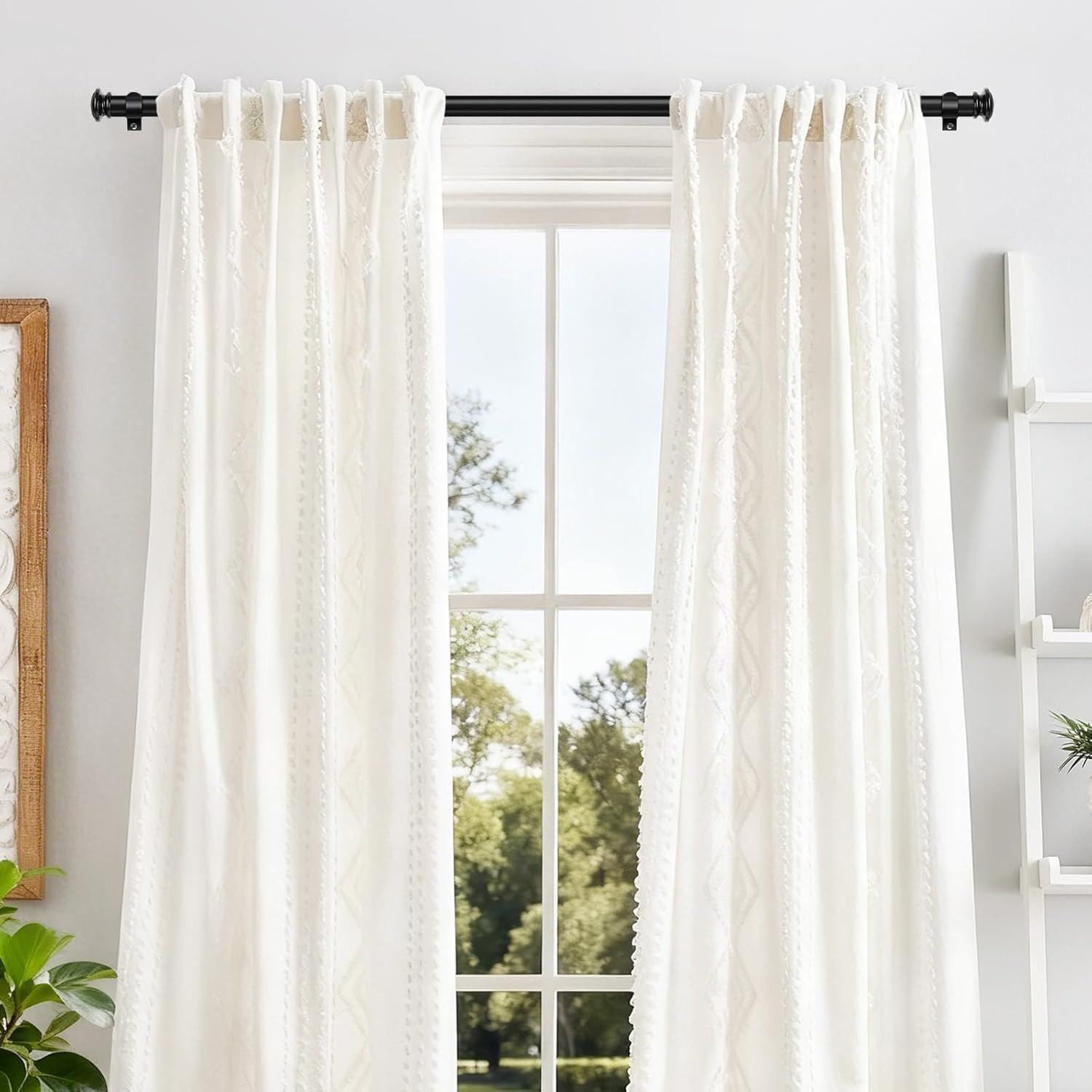 Curtain Rod 32 to 58 Inch(2.6-4.8Ft), Telescoping Splicing 3/4 Drapery Rods for