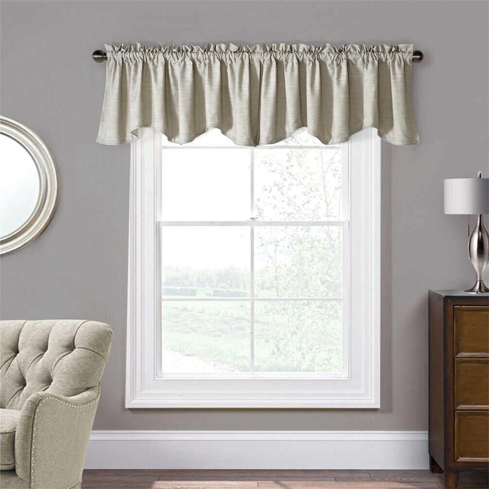 Gray Bedford Linen Blended Curtain Valances for Kitchen Living Room 60″W x 19″L