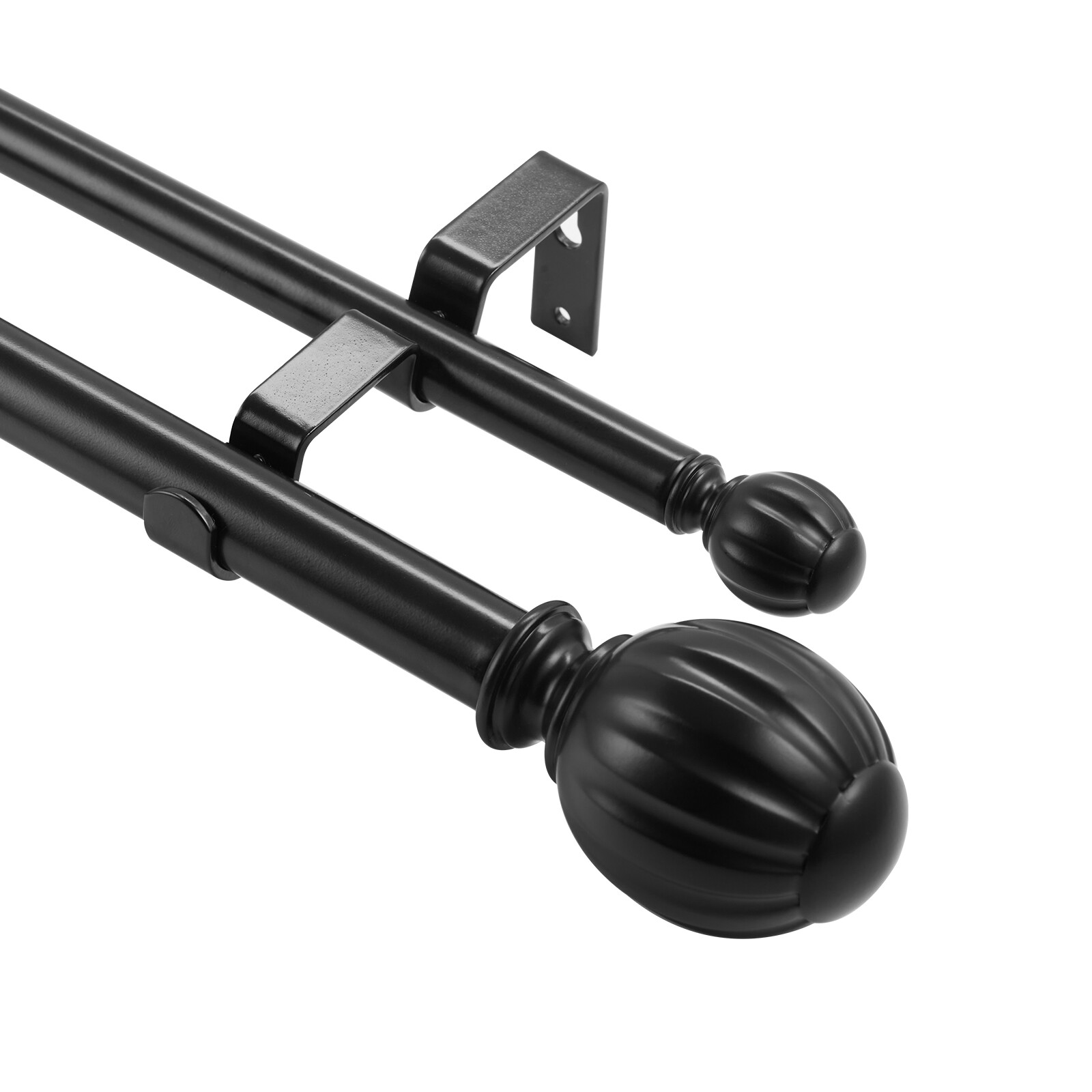 VEVOR Double Rod Curtain Rods 36-72 in(3-6ft) Adjustable Length Round Finials